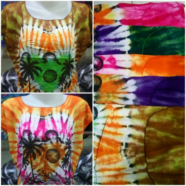 SALE Blus Santai Wanita Motif Pantai Warna Cerah mo