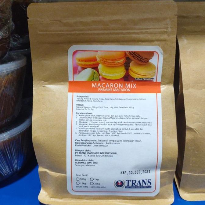 

Tepung Premiks Trans Macaron Mix Tepung Macaron Siap Pakai 500gr