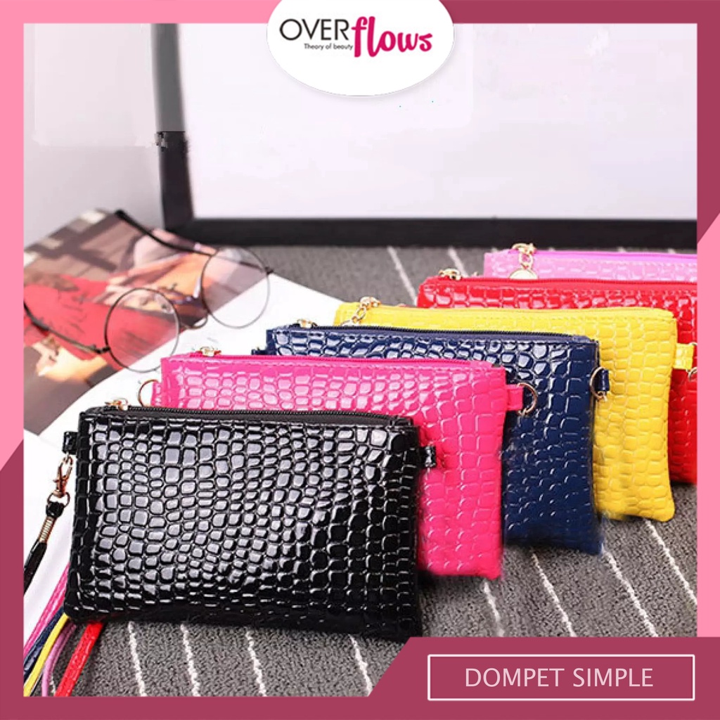 OVERFLOWS.ID Dompet Wanita Model Bintik Pouch Resleting Croco Tempat Hp Koin Serbaguna