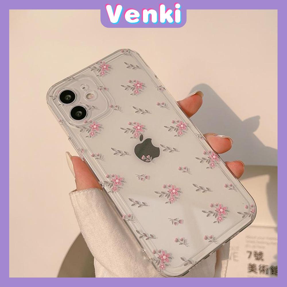 iPhone Case Silicone Soft Case Clear Case High Quality TPU Thickening Camera Full Coverage Protection Shockproof Case Pink Floral Flower Simple Style For iPhone 13 Pro Max iPhone 12 Pro Max iPhone 11 Pro Max iPhone 7 Plus iPhone XR XS MAX 11 Max 7 Pro