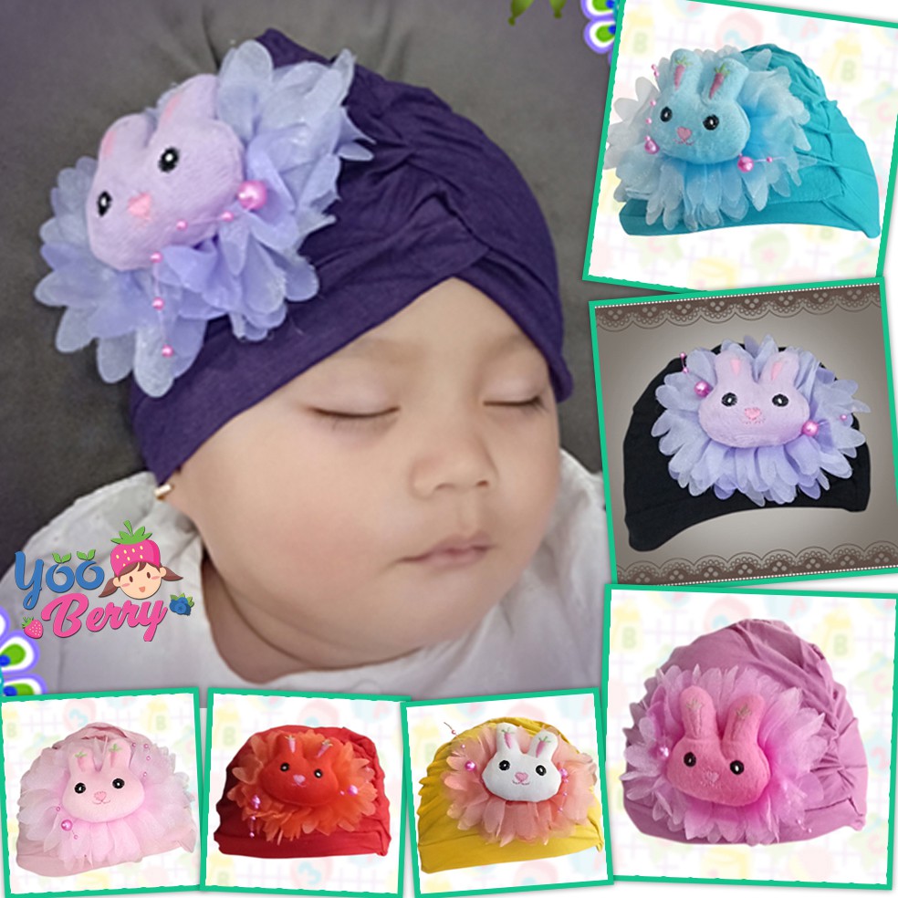 Berry Mart Turban Kaos Bayi Anak Muslim Topi Fashion Bayi Lucu Karakter Rabbit Berry Mart