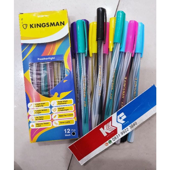 

PENA BULPEN ULIR KINGSMAN PEN BALLPOINT KINSMAN ULIR WARNA WARNI ISI 12 PCS