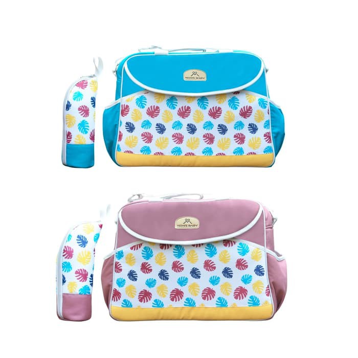 Moms Baby Tas Besar + Tempat Botol Susu Leaf Series MBT3034 Tas Perlengkapan Traveling Bayi 90-6174