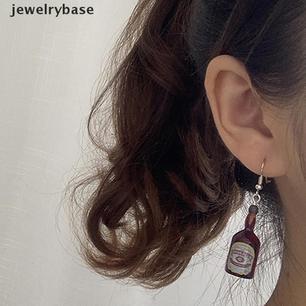 1 Pasang Anting Bentuk Botol Bir Bahan Resin Untuk Wanita