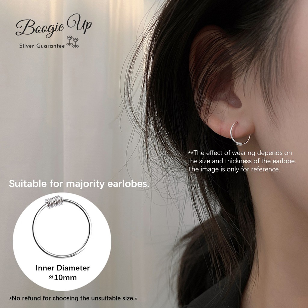 100% S925 Perak Wanita Pria Pasangan Kecil Telinga Tulang Anting-Anting 6-10 Mm Cincin Lingkaran Hoop Helix Piercing-Perak 10mm