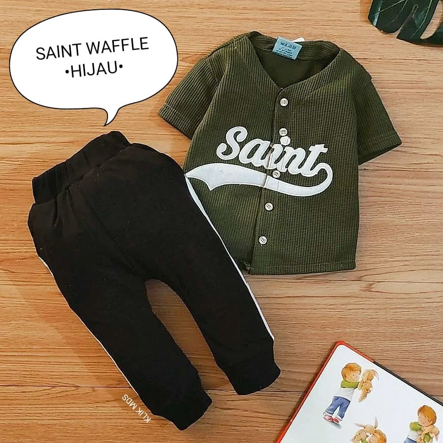 Setelan Anak Laki - Laki - Baju Bayi Laki- Laki Motif Saint Waffle - Klik Mds