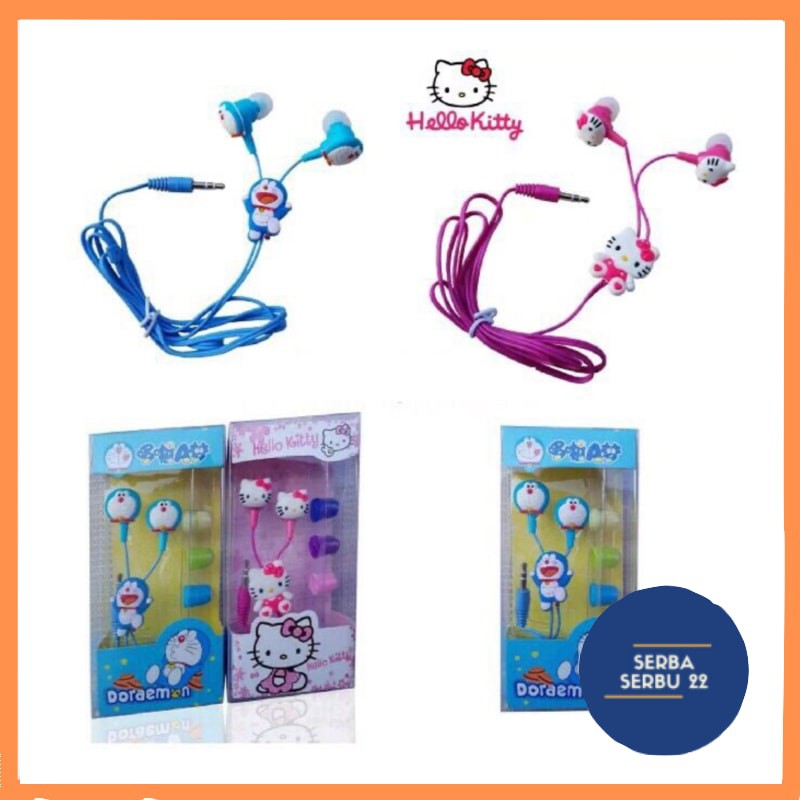 headset karakter hp universal handsfree doraemon hello kitty full body