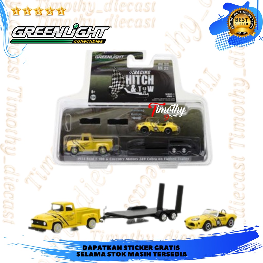 Greenlight Racing Hitch And Tow 1954 Ford F100 Shelby Cobra Flatbed