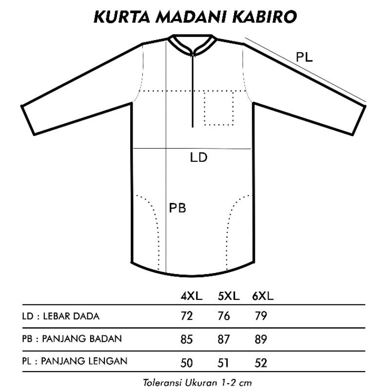 KURTA MADANI KABIRO LENGAN 7/8 4XL-6XL ROSAL KOKO BIG SIZE COD