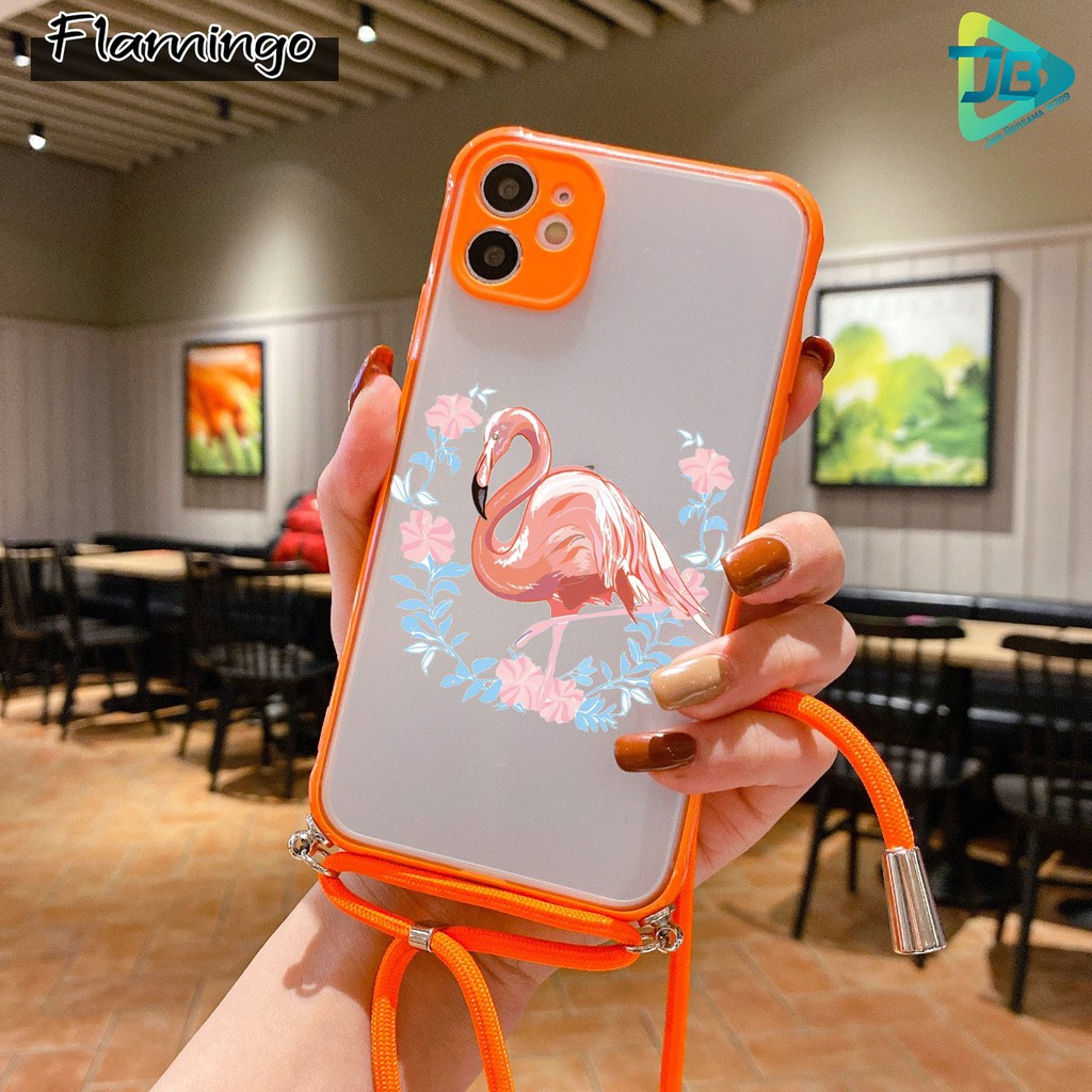 Softcase Slingcase Lanyard Choice FLAMINGO Samsung J2 Grand J4+ J5 J6+ J7 Pro Prime A7 2018 JB3072