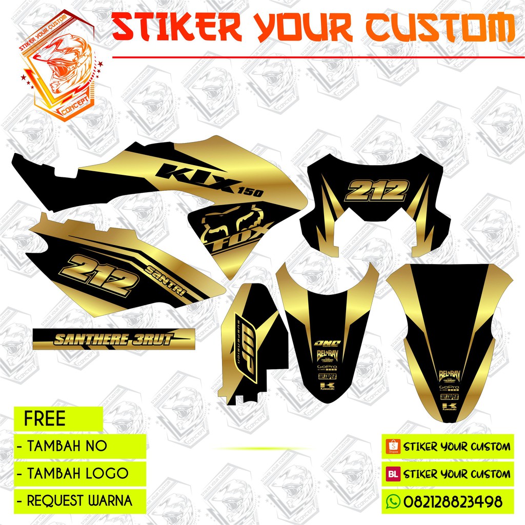 decal stiker klx bf glod fox - klx dtracker - klx 150 lama - klx gordon