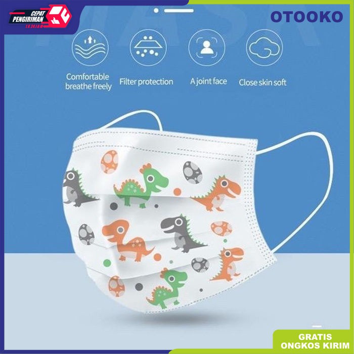 Masker Anak Medis Bedah 3ply 3 ply Orlee Embos Earloop Kids isi 50  Doraemon Orle K