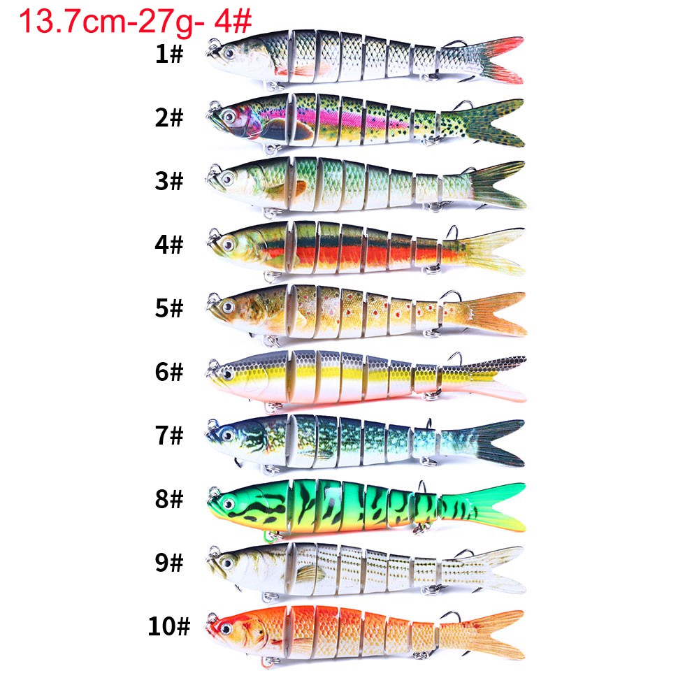 HENGJIA 1PCS 11.4G 27G Jointed Minnow Fishing Lure 8 Segment Umpan Pancing Swimbait Ikan Kecil Kail Memancing Kait