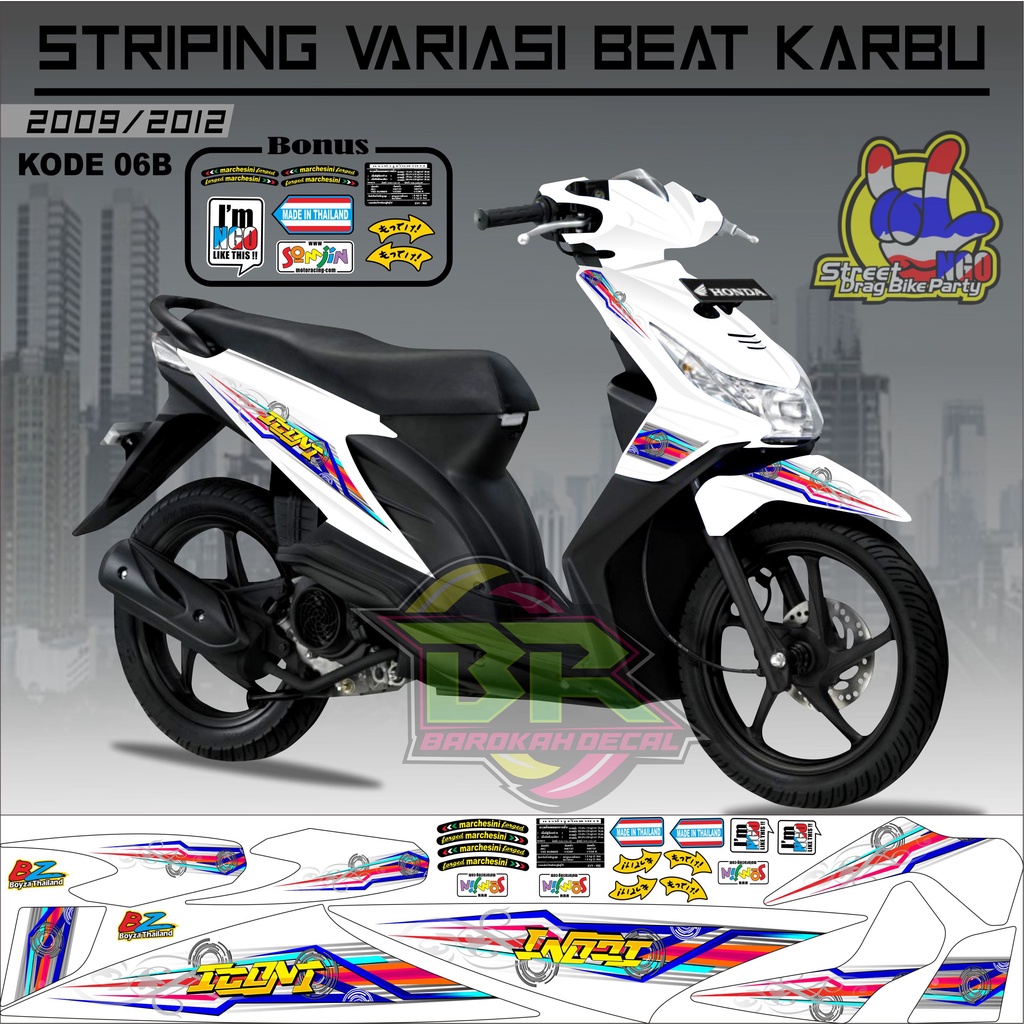 Striping Beat Karbu Stiker Lis Motor Beat Karbu kode 06