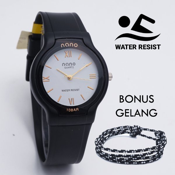 JAM TANGAN WANITA NANO 1039 ANTI AIR WATER RESIST PROOF BONUS GELANG UNTUK KADO HADIAH