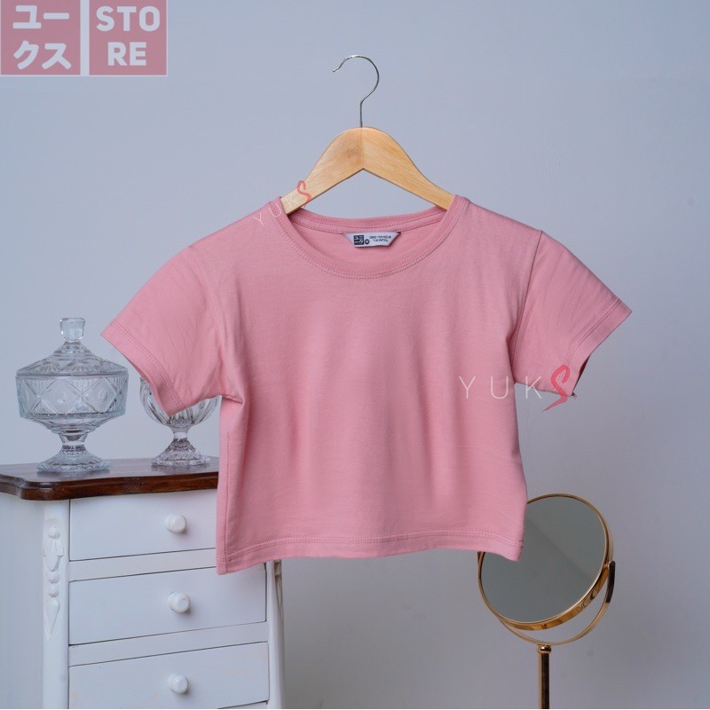 KAOS CROP TOP POLOS ATASAN TEBAL &amp; TIDAK NERAWANG TEE COTTON TSHIRT TOPS BAJU WANITA TEBAL CROPTOP