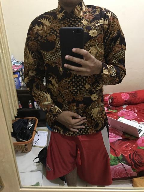Odza Batik Slim Fit Long Sleeves Fashion Hem Kemeja Batik Lengan Panjang Darian