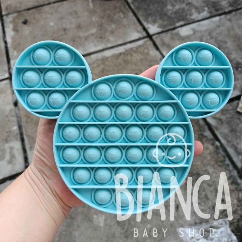 BIANCA - Mainan Anak Pop It Fidget RAINBOW Bubble Push Pop its Fidget Toys-MICKEY BIRU