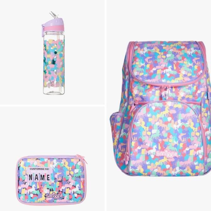 

Smiggle Set Backpack + Bottle + Pencil Case Unicorn Illusion Original