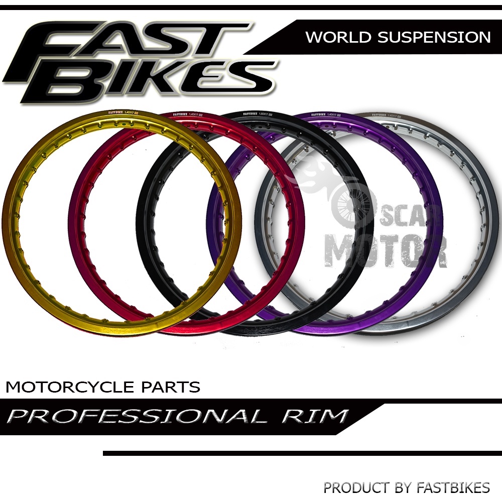 VELG JARI JARI FASTBIKES SEPASANG RING 17 WR LIPS 1.40X17 1.60X17 140X17 X160X17 PRO THAILANAD