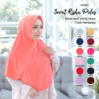 Hijab Najwa Instan Risha Serut polos Bahan  Stella  Premium 