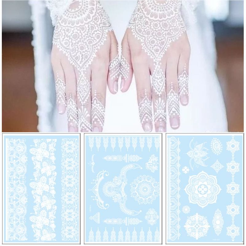 Henna Instant Putih - Hena Tato Pengantin - Sticker Hena