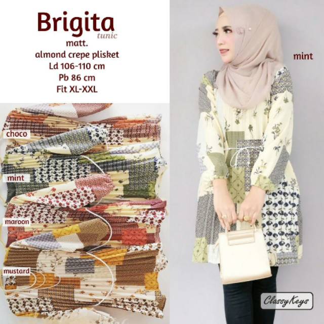 Brigita tunik / tunik rempel plisket motif