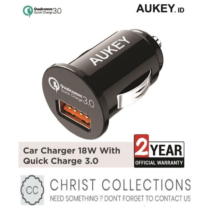Charger Mobil/ AUKEY CAR CHARGER MOBIL FAST CHARGING 18W FOR IPHONE PORT USB QC3.0 | CHARGER MOBIL