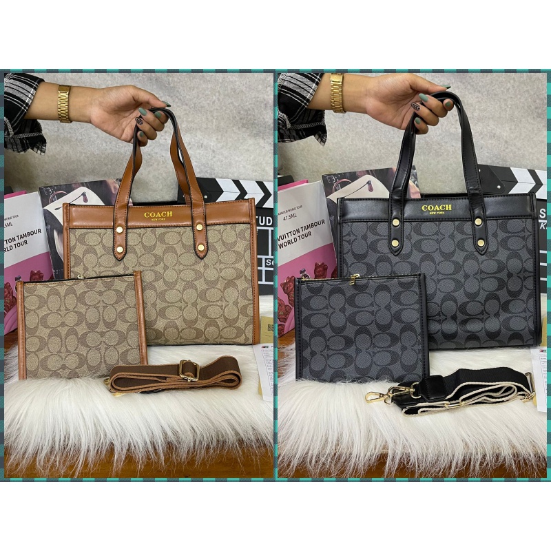Coach Signature Field Tote bag tas wanita premium 2 warna sb