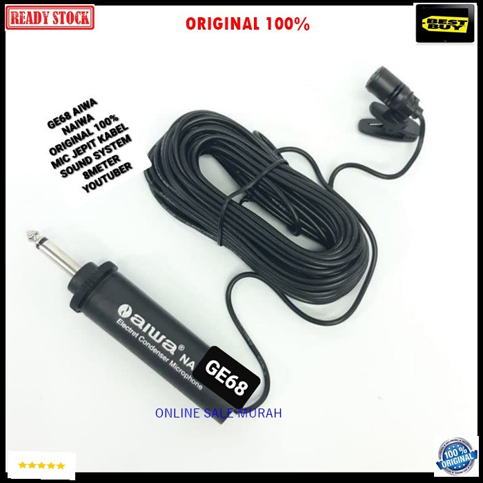 G68 Naiwa aiwa Mic Jepit kabel 8 meter Kancing kerah baju microphone Clip on klip tie Condensor sensitif aux mikrophone mik karaoke sound audio klip cable profesional pro vocal vokal karaoke mikrophone microphone audio sound system panggung