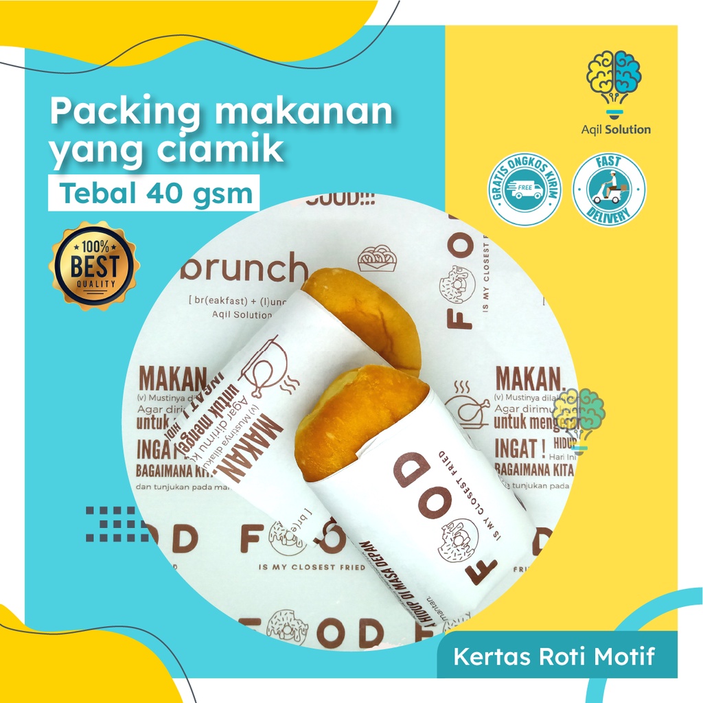 Kertas Roti Motif | Food Grade &amp; Graseproof | Bungkus Makanan, Brownies, Kue, Cookies, Burger dll