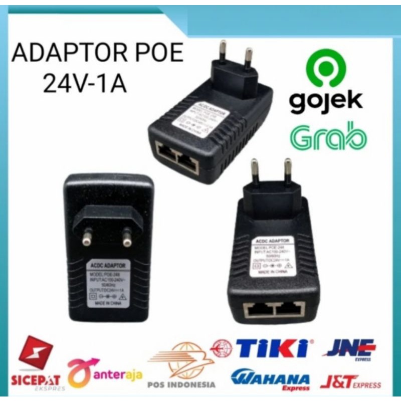 PoE Power Over Ethernet Adaptor 24V 1A Plug EU POE injector untuk CCTV atau AP Outdor TP Link