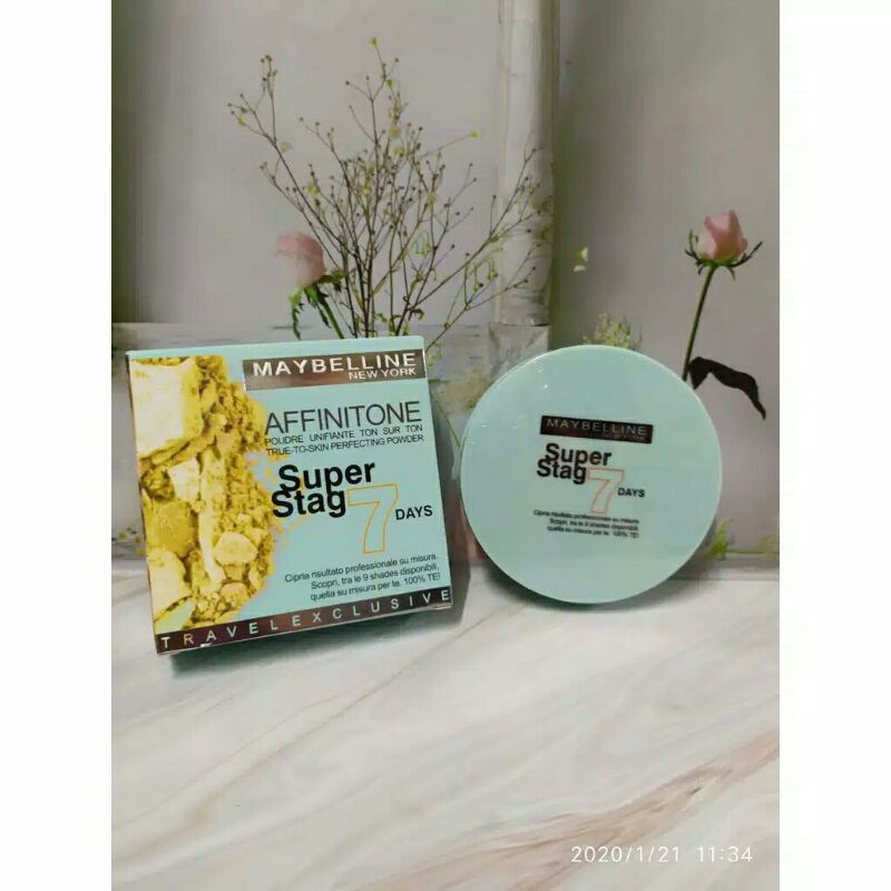 ( PERPC ) BEDAK MAYBELLINE  AFFINITONE 2 IN1 SUPER STAG 7 DAY KEMASAN HIJAU / BEDAK MAYBELINE 2in1