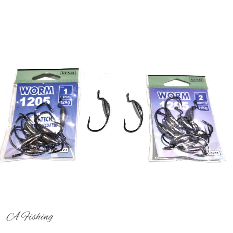 WORM HOOK KENZI #3 #2 #1 #1/0 2/0 SOFT LURE MINI