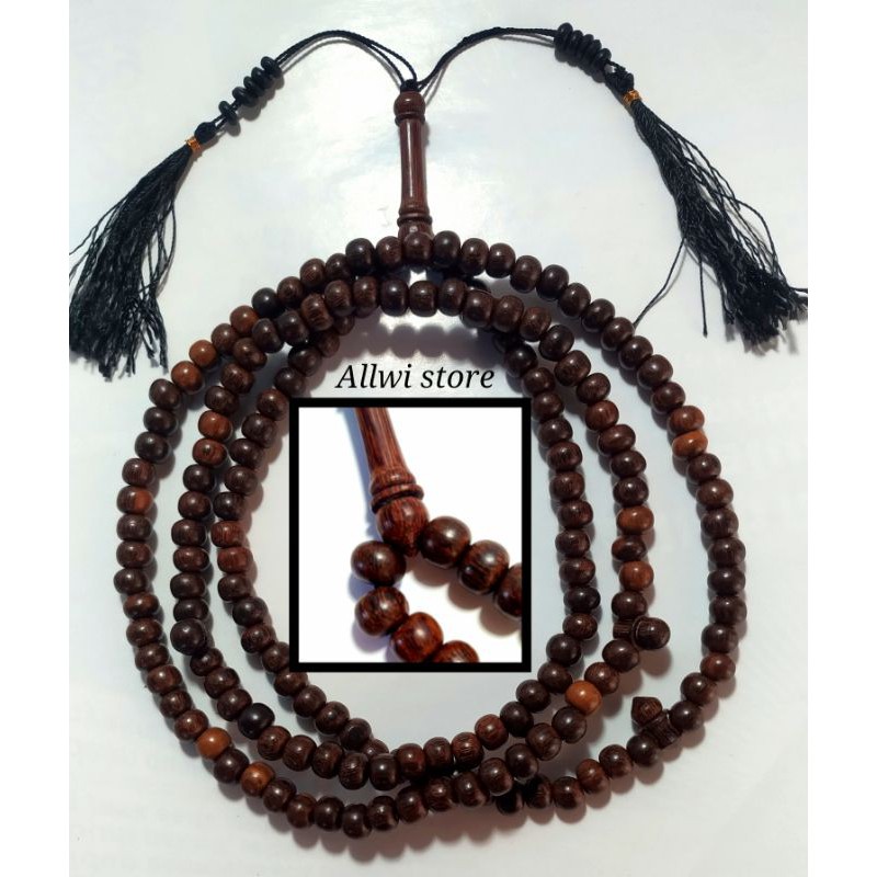 Tasbih qodiriah kayu galih asem jawa 8mm 165butir pembatas per 33 butir (Allwi store)