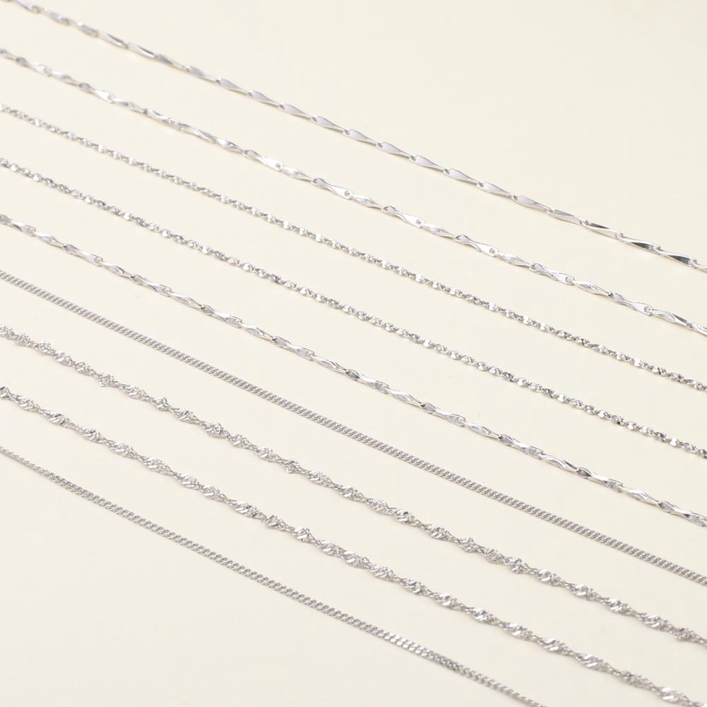 Kalung Rantai 925 Sterling Silver Dapat Disesuaikan Bebas Nikel