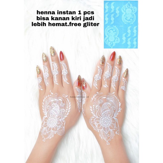 FREE (lem+manik+gliter) HENA INSTAN FULL MOTIP COCOK UNTUK TANGAN BESAR