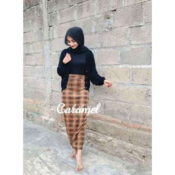 ROK KOREAN SPAN KOTAK/ROK SPAN TARTAN /ROK KOTAK PANJANG  /ROK TARTAN MURAH DAN TEBAL-3