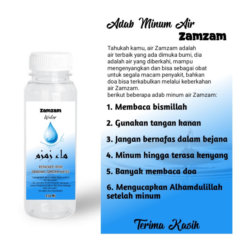 Air Zamzam 250ml Original 100%. Oleh2 Haji &amp; Umrah.