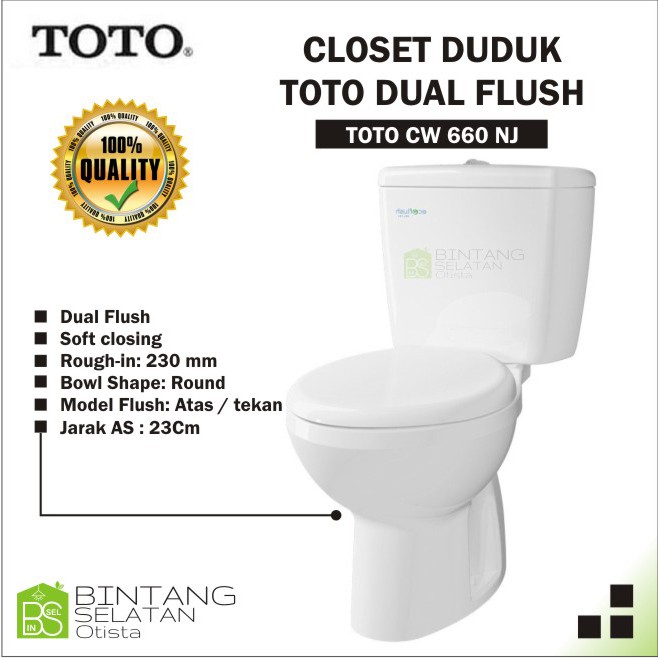 CLOSET DUDUK TOTO CW 660 NJ KLOSET KAMAR MANDI ORIGINAL TOTO CW660