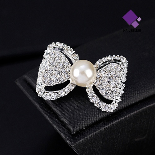 Bros Pin Bentuk Ikatan Simpul Aksen Mutiara Berlian Imitasi Untuk Wanita