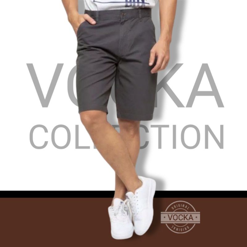 Celana Pendek Chino Pria Catton Stretch Slim Fit Premium Vocka