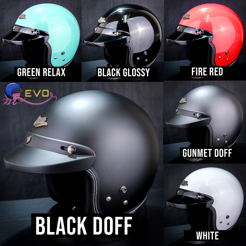 HELM ASCA CLASSIC SOLID BLACK DOFF  HELM RETRO ORI ( BEST SELLER )HELM ASCA RETRO