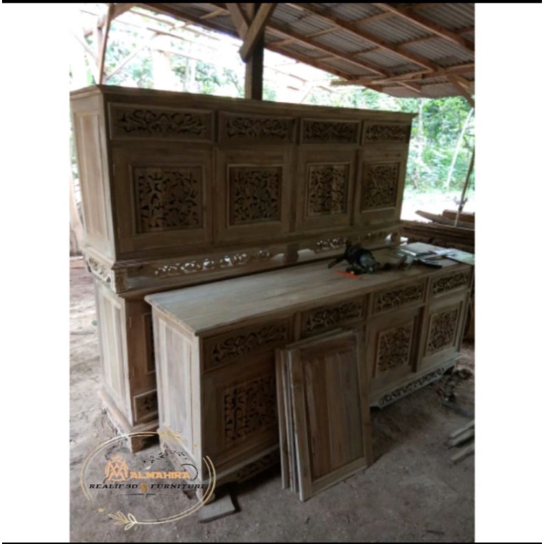 Buffet Palembang Mentah / Buffet Jati Ukir Palembang Mentah