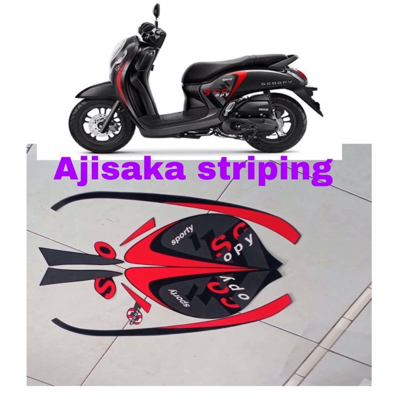 striping scoopy sporty 2022 hitam stiker scoopy 2022 sporty hitam striping stiker lis les scoopy spo