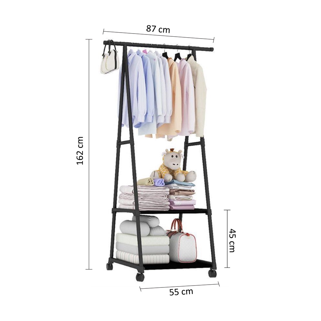 HOVELSHOP Triangle Cloth Rack Tempat Penyimpanan Baju Portable Multifungsi