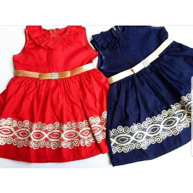 Baju dress pesta lucu merah bestseller anak bayi cewek perempuan murah -cas