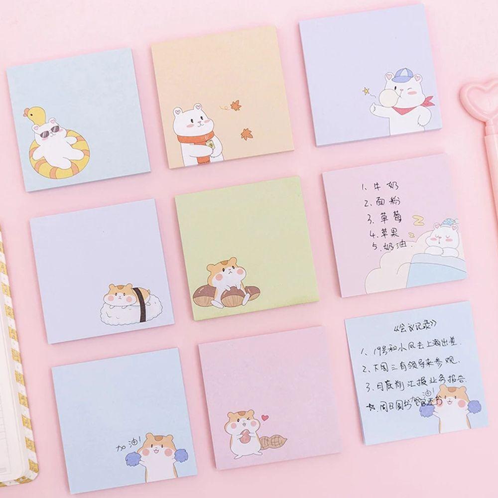 [Elegan] Kawaii Sticky Notes Kartun 80lembar Planner Stiker Alat Tulis Stiker Scrapbook Tulisan Hias Alas Kertas Pesan