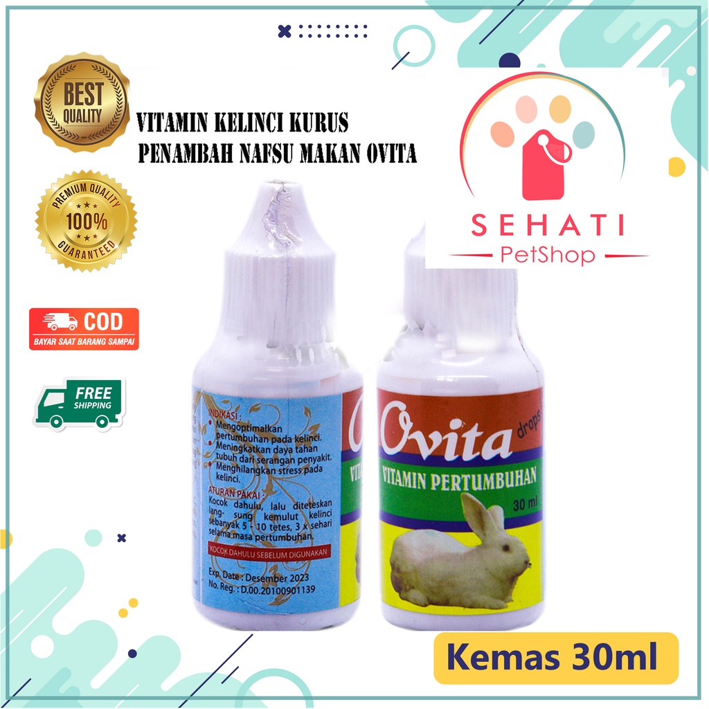 OVITA Drop Vitamin Pertumbuhan Kelinci Bulu dan Kesehatan/Vitamin Kelinci 30ml