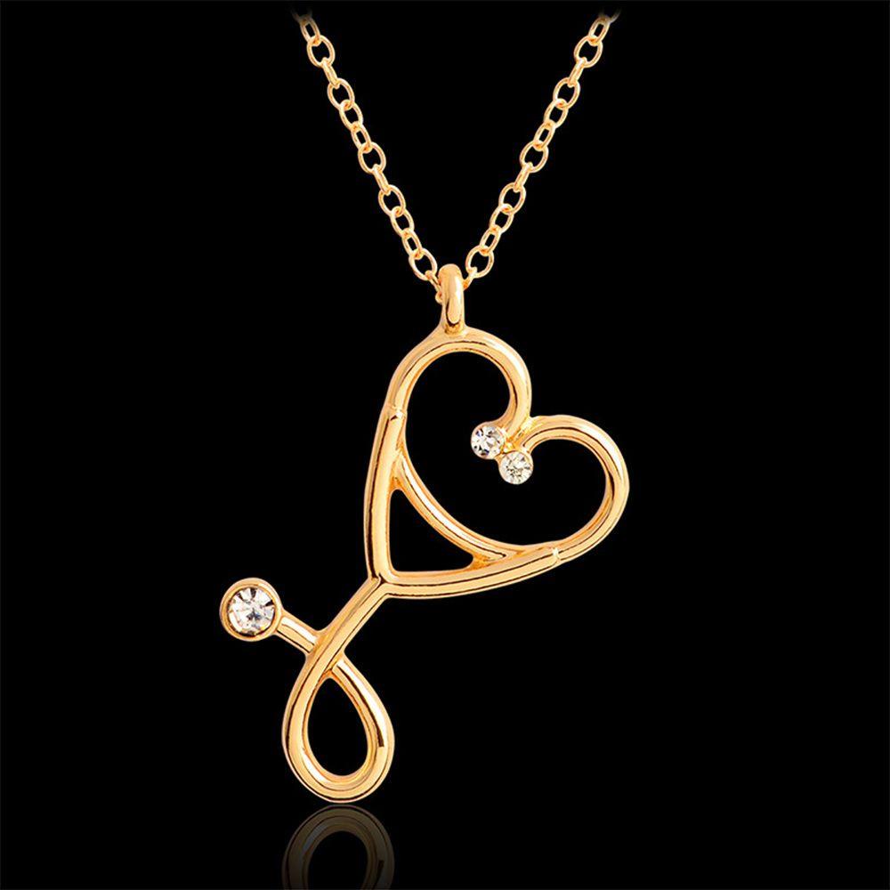 Rebuy Kalung Fashion Cardiogram Wanita Rantai Pesona Stetoskop Dokter